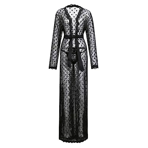 Albornoz de encaje largo masculino con apertura transparente transpirable 3