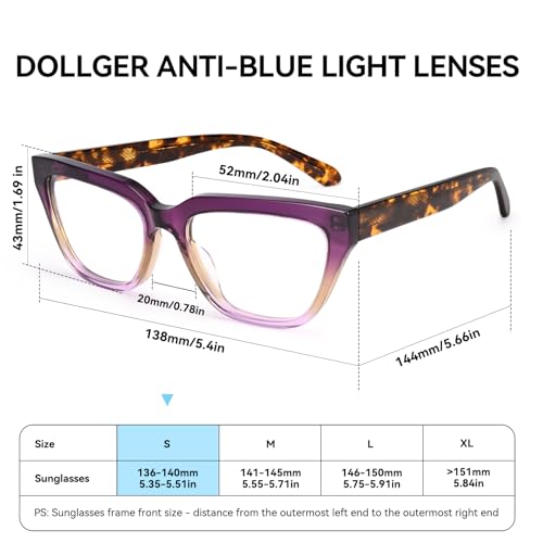 Image of Dollger Blue Light Blocking Glasses For Woman Men Rectangle Cat Eye Computer BlueLight Glasses Clear Lens Non-Prescription