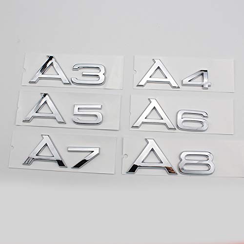 PT-Decors A3 A4 A5 A6 A7 A8 Emblema del Coche Símbolo de la Letra 3D Insignia Etiqueta para Auto Guardabarros Laterales del Coche Ventana Parachoques Maletero Exterior Calcomanía