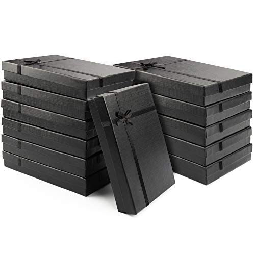 Kurtzy Boite Cadeau (12 Pcs) - Boite Carton Cadeau avec Intérieur en Velours 16 x 12 x 3 cm - Emballage Cadeau Boite Anniversaire pour Bague, Boucle du0092Oreille, Collier - Coffret Cadeau en Carton Noir