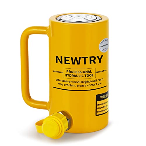 Image of NEWTRY 100 ton Hydraulic Cylinder Long Jack 4 inch Stroke Porta Power Ram Jack Lifting Cylinder Retract Automatically for Shipbuilding Bridge Construction
