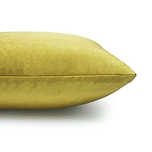 Image of Cazimo Velvet Cushion Covers for Bed, Sofa and Couch - 16 * 16 inches | Ideal for Living Room | Set of 2, Yellow