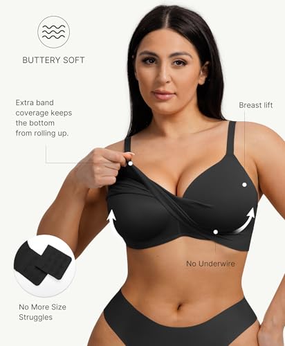 Image of FeelinGirl Wireless Supportive Bra for Women, Seamless Comfort Bralettes No Underwire Full Coverage Everyday Bras