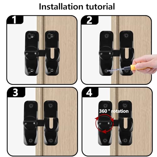 Schiebetür Schloss, 2 Stück 90/180 Grad Türriegel Schiebeschloss Klapptürriegel Riegelschloss Fenster Verriegelung Schieberiegel für Garten Küchen Innen Außentüren (2 Farbe)