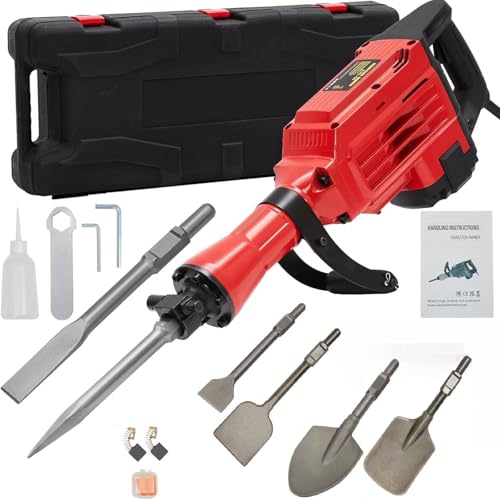 Bohrhämmer Abbruchhammer 2200W Profi-Set, 65A Schwerlast-Stemmhammer mit 6 Meißelbits, Vibrationsdämpfung, Tragetasche & Sicherheitszubehör für Beton, Mauerwerk