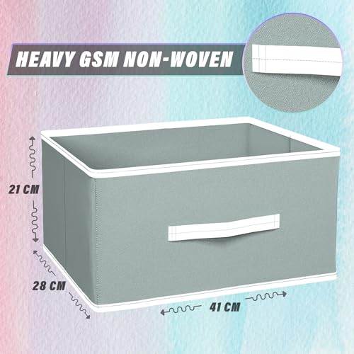 Image of Kuber Industries Foldable Boxes For Storage (Pack of 2) - Multipurpose Storage Organizer For Clothes | Wardrobe | Closet | Toys | Books | Home - Undergarment Organizer Basket With Handle (Light Grey)