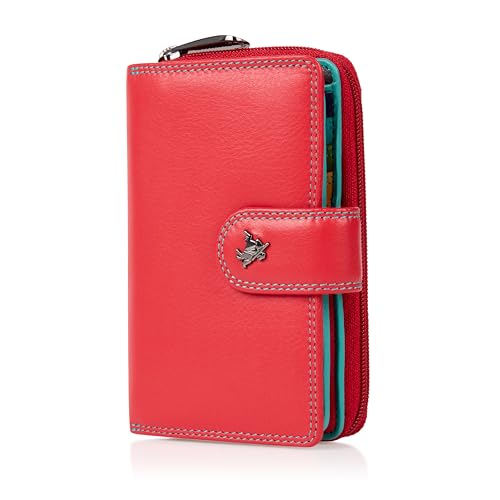 VISCONTI Bifold Colorado Combination Leather - Cartera de piel para mujer, multicolor (CD-22) RFID, R13-rojo, medium, CD22