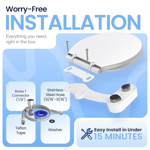 Image of CLEAR REAR Bidet Attachment for Toilet Seat - Non-Electric with Self Cleaning Dual Nozzles, Leak Proof Connectors, Adjustable Water Spray, Rear & Feminine Wash - Hygienic Bathroom Upgrades (White)
