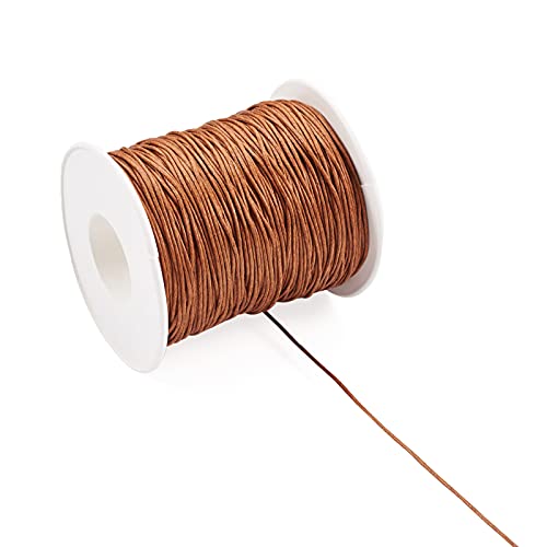 PandaHall 100 Yards/Roll Braided Cotton Cord 1mm Waxed Cotton Cord String for DIY Jewelry Making (Sienna) - Image 2