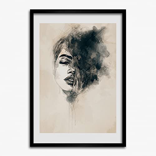 Cadre de bois décoratif Tulup 50x70 cm avec tableau peinture femme
