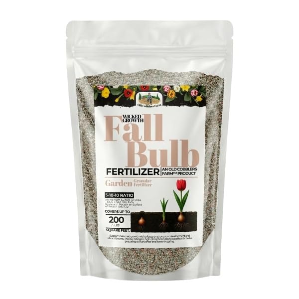Old Cobblers Farm™ Wicked Growth Fall Bulb Fertilizer – Flowering Bulb Plant Food for Tulips, Daffodils, Hyacinths & for Stronger Roots, Bigger Blooms, Cold-Weather Formula (5/10/15/20 lbs) (5 lbs)