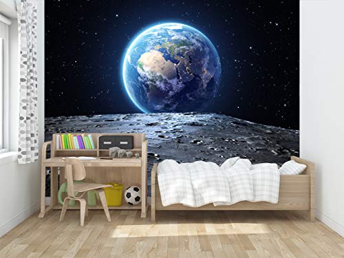 Fotomural Vinilo Para Pared Infantil La Tierra desde La Luna | Fotomural para paredes | Mural | Vinilo Decorativo | Varias Medidas 150 x 100 cm | Decoración comedores, salones, habitaciones...