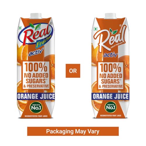 Image of Real Activ Orange Fruit Juice - 1L | 100% No Added Sugars & Preservatives | Rich In Vitamin C | Goodness Of Best Oranges | Tasty, Refreshing & Energizing Fruit Drink