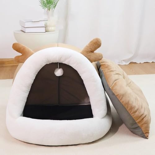 Nid en peluche antidérapant et lit fermé isolant pour chat et chiot - 3