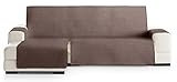 JM Textil Funda Cubre Sofá Chaise Longue Elena, Protector para Sofás Acolchado Brazo Izquierdo. Tamaño -240cm. Color Marrón 07 (Visto DE Frente)