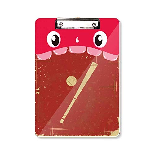 Porte-bloc baseball rouge A4 avec pince en métal robuste