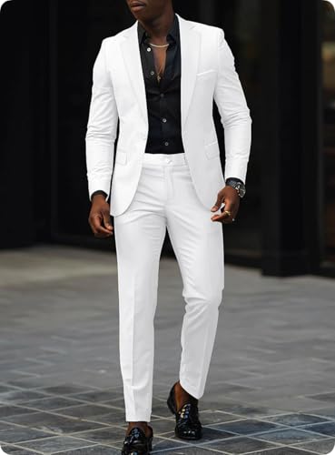 VENNYNG Men's Wedding Suits Slim Fit Daily Business Solid Colored Graduation Suits 2 Piece Single Breasted One-Button4