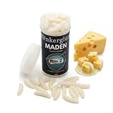 Blinkerglück Maden 2cm - 50 Gummiköder mit Aroma für Friedfisch & Forelle | Kunstmade für Rotauge, Rotfeder, Schleie | Softbait zum Stippen & Posenangeln (Käse Natur)