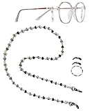 Hidden Hollow Beads Women's Fashion Crystal Beaded Eyeglass Glasses Strap Holder 28' Chain Leash Sunglasses (Hematite Chain)
