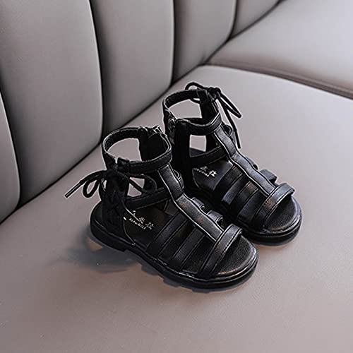 Kids Sandals Girls Shoes Girls Non-Slip Solid Sandals Baby Toddler Sandals Kids Rubber Girl's shoes (Black, 10 Little Kids)2