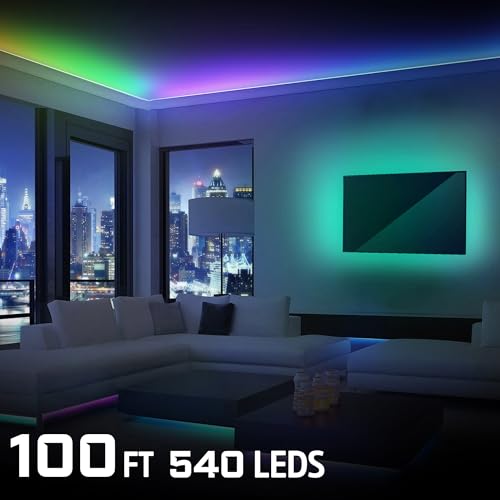Image of Energizer Smart RGB+IC LED Light Strip, 100 Foot Indoor Wi-Fi Color Flow LED Light Strip, Sound Reactive, Remote Access, Voice Control with Alexa, Siri, Google, Grouping, Scheduling, No Hub Required