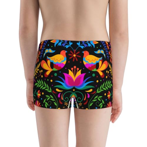 Boys' Cotton Boxer Brief Soft Underwear-Mexican Flower Traditional13