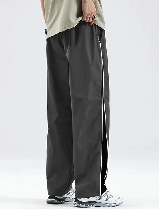 Image of Men's Track Pants Combo Pack of 2 | Loose Fit Sports Joggers with Side Stripe | Elastic Waist with Drawstring | Casual Gym Running Workout Pants