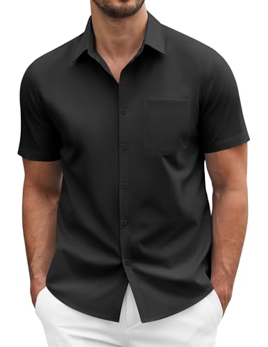 COOFANDY Men's Dress Shirts Short Sleeve Business Casual Regular Fit Button Down Shirts with Pocket