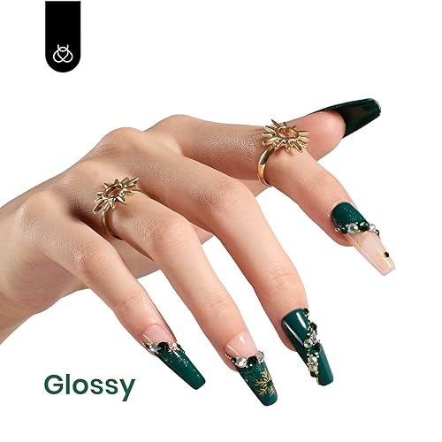 Image of Beetles Green Gel Nail Polish - 15ml Dark Green Gel Nail Polish, Soak Off UV LED Nail Lamp St. Patrick's Day Fall Nails Art Manicure Salon DIY Home