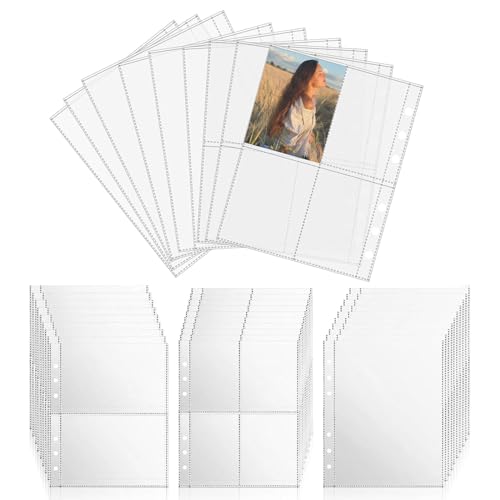Bolsas de Hojas Sueltas A5, Fundas Fotográficas A5, A5 Fundas para Fotos, Bolsas de Carpeta A5 con 6 Agujeros, PVC Carpetas Plastico A5, Funda para Postales Transparentes, 30 Piezas