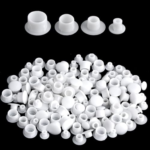 120 Pcs Drill Hole Cover Caps White Plastic Plugs for Round Hole Shelf Cap Cabinet Holes Cover Cabinet Closet Cupboard Shelves Furniture Peg Pin Nail Screw Drilling Holes Covers Caps 5mm/6mm/8mm/10mm