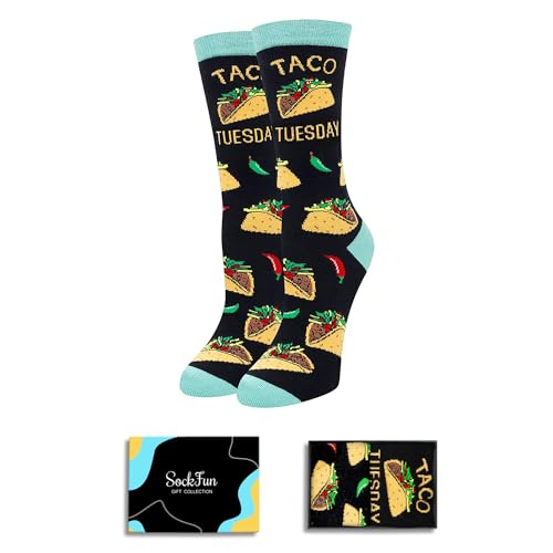 Women's Taco Socks - Funny Taco Gifts, Mexican Mom Mexican Food Socks, Cinco de Mayo Gifts