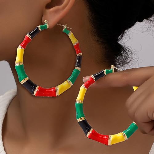 Rainbow Bamboo Hoop Earrings Pride Earrings Outfits for Women Colorful Gay Lesbian Lgbt Earring Pride Jewelry Shirts Accessories Gifts2