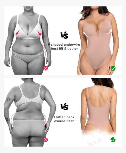 Image of Popilush Shapewear Bodysuits for Women Tummy Control Body Suits Corset Tops