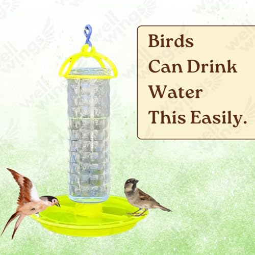 Image of Hanging Bird Feeder for Outdoor Garden - Large Plastic Wild Bird Food Feeder Station for Balcony, Yard & Patio (2 Pack of Water)
