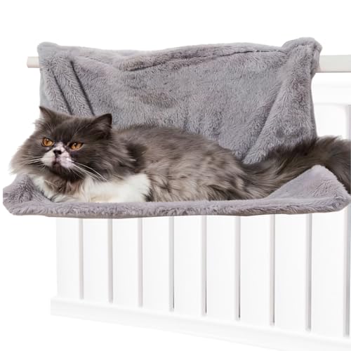 Calenxy Heizkörperbett für Katzen 40x30 cm, Katzenheizungsliege Katzenhängematte für Heizungen, Katzenbett Heizung Grau, Abnehmbarer Waschbarer...