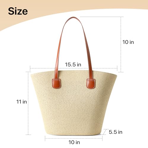 Image of Straw Bags For Women | Travel Straw Totes Bag, Summer Woven Shoulder Bag Handbag