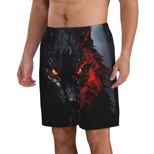 Men's Swim Trunks Quick Dry Board Shorts Mens Bathing Suit Swimsuits Big Black Wolf with red Eyes Beach Shorts with Pockets3