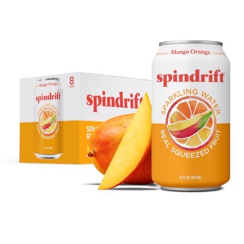 Image of Spindrift Sparkling Water, Mango Orange Flavored, 12 Fl Oz (Pack of 8)