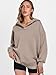 ANRABESS Womens Oversized Hoodies V Neck Sweatshirts Fleece Long Sleeve Pullover Y2K Clothes 2025 Fall Trendy Outfits Coffee Grey M