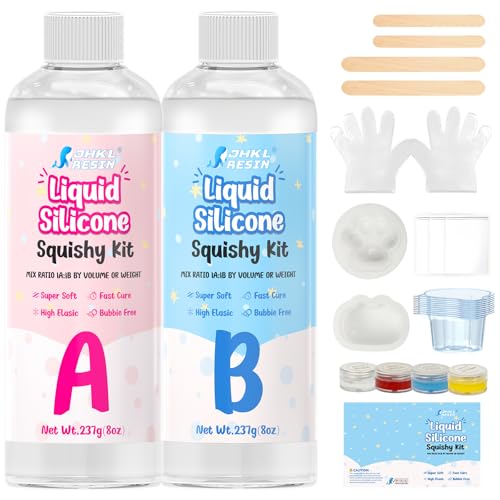 JHKL RESIN Liquid Silicone Squishy Making Kit 1:1 AB Ratio Mixed 16OZ