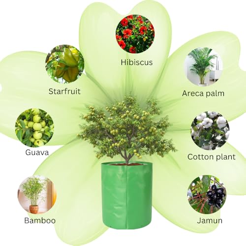 Image of HDPE UV Treated 340 GSM Plant Growing Bags for Terrace Gardening Easy to Use 15 x 18 Inch - Pack of 2