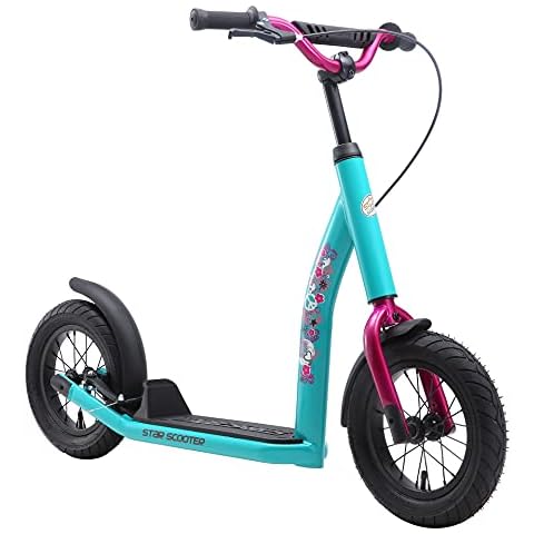 STAR SCOOTER Kick Scooter air tires for Kids 7 year old | Boy Girl Push Scooter 12" Inch, height adjustable | mint Cover