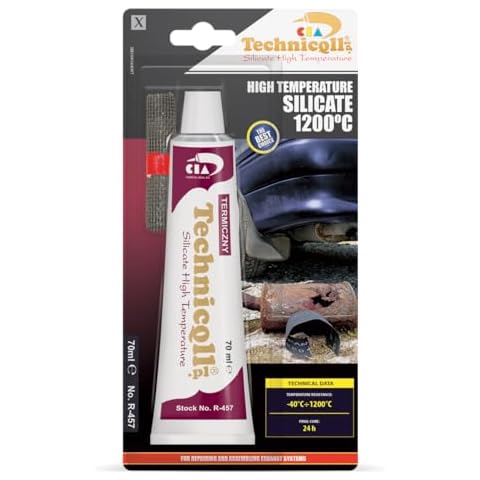Technicqll High Temperature 1200'C Adhesive Glue for Exhaust Fireplace Ovens Collectors 70 Ml Cover