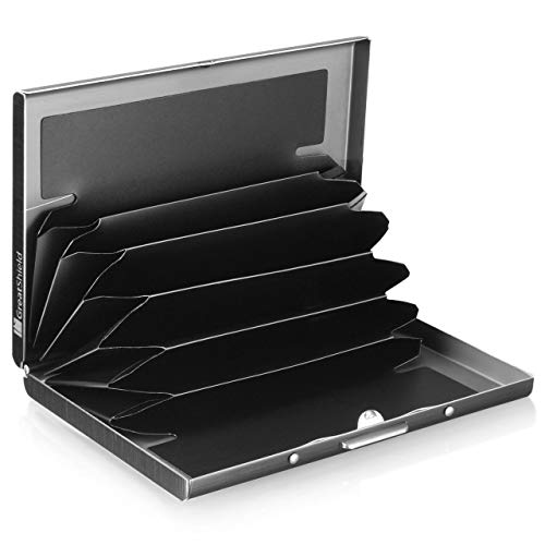 Preisvergleich Produktbild Edelstahl verdickt antimagnetisch Kreditkarte tragbare Halter Metall blockieren Brieftasche schützen einfache schlanke Fall (schwarz) DEjasnyfall