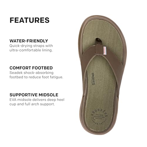 Image of Grundens Men's FishFinder Sandals - Quick-Drying, Comfortable, and Versatile Mens Flip Flops with Enhanced Traction & Full Arch Support for Fishing and Outdoor Wear, Dark Brown, 10