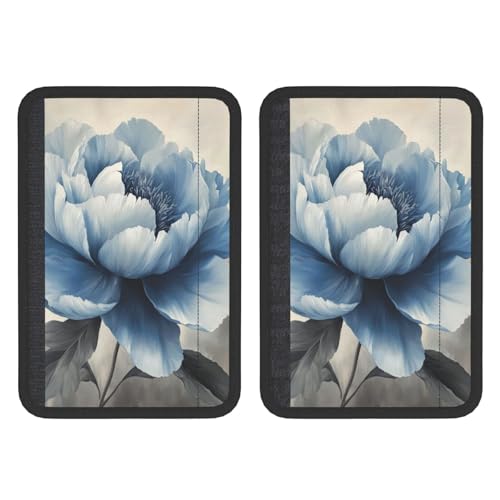 Blue and Gray Peony Flower Car Seat Belt Cover 2 Pack Seatbelt Strap Shoulder Pad Protector Universal Comfort for Car