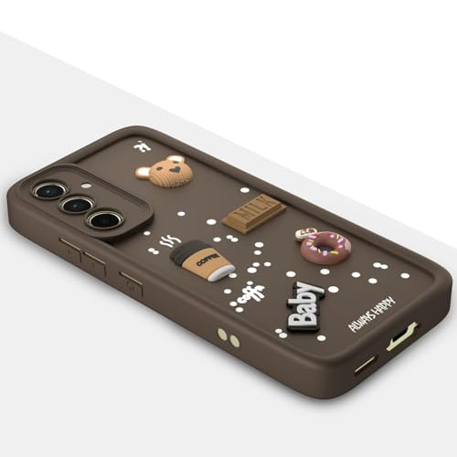 Image of Bintage Ball Bear| Donut| Milk Cake| Baby| Coffee Rubber Case Full Body & Camera Protection Back Cover Compatible for Samsung Galaxy A54 5G - Brown