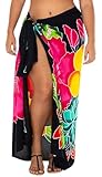 SHU-SHI Womens Plus Size Sarong Hibiscus Floral Pareo Cover Up Bathing Suit Women Flower Beach Wrap Long Pool Resort Skirt
