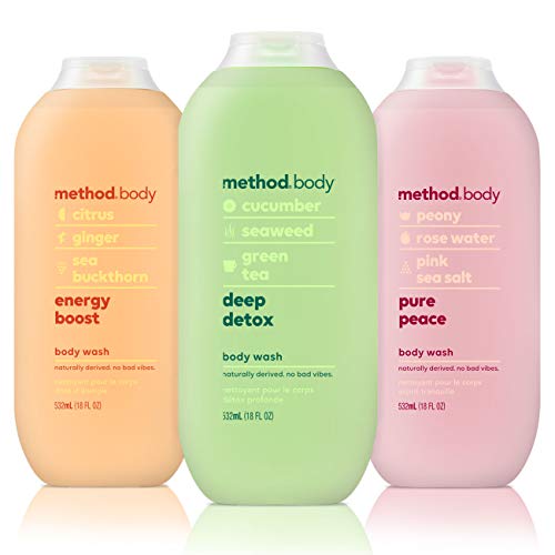 Method Body Wash, 3-pack 18 Oz Each (Pure Peace, Energy Boost, Detox)